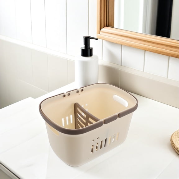WESIEVYA White Plastic Portable Shower with Handle, Storage Basket for Dorm, Travel, Bathroom Organization