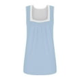 thumbnail image 4 of Women Plus Size Tank Tops Summer Casual Square Neck Sleeveless Blouse Shirts Light Blue,XXXXL, 4 of 5