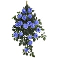 thumbnail image 1 of Guirnalda de rosas artificiales colgantes, arreglo floral artificial realista para decoración de pared, boda y jardín, rosas de tela realistas con hojas verdes naturales, flexible y maleable., 1 of 6