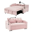 thumbnail image 3 of Aukfa Pull Out Sofa Bed, Convertible Loveseat Sleeper Sofa Couch with USB Port, Cup Holders and Swivel Phone Holder, Pink, 3 of 8