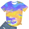 thumbnail image 5 of CHOK Hauts d'Été pour Femmes, T-Shirt Imprimé Teinture sur Nœuds à Col Rond et Manches Courtes, Tunique Décontractée pour Vacances, 5 of 5