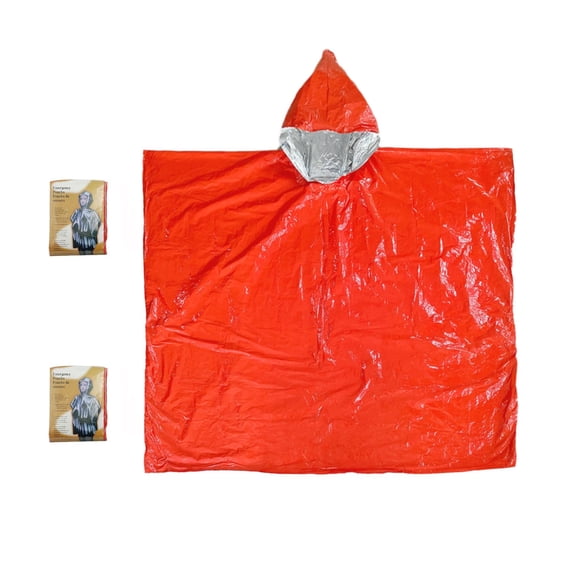Plus Size Emergency Poncho, Mylar Poncho with Hood, Mylar Emergency Blanket in Camping, Hiking, and Outdoor Activities