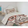 thumbnail image 2 of Ambesonne Colorful Quilted Coverlet 2 Pcs, Vintage Hipster Pugs, Twin Size, Multicolor, 2 of 5