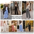 thumbnail image 5 of TEMOFON Fleece Lined Cargo Sweatpants for Women High Waist Drawstring Wide Leg Straight Leg Thermal Joggers Loose Warm Athletic Lounge Pants with Side Cargo Pockets, 5 of 8