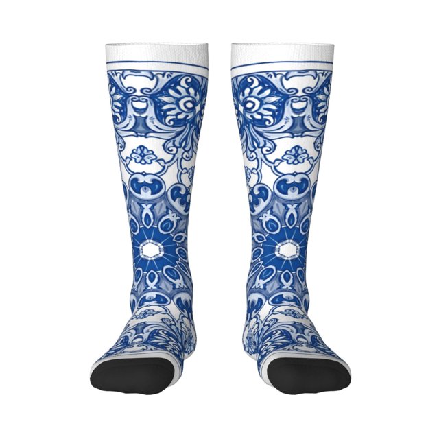 Balery Blue Watercolor Calcetines novedosos Calcetines deportivos Calcetines hasta la rodilla Calcetines de algodón Calcetines originales y geniales