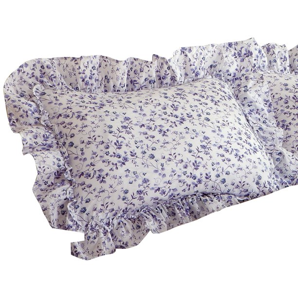 Floral Plisse Ruffled Edge 2 Piece Pillow Sham Set