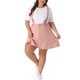 thumbnail image 2 of Agnes Orinda Women's Plus Size Adjustable Strap Jeans Suspender Cross Back Mini Denim A-Line Skirts Pink 3X, 2 of 6