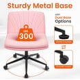 thumbnail image 4 of Orange Factory Criss Cross Chair with Wheels Comfy Wide Vanity Desk Chair Dual Base Leather Armless Adjustable Swivel for Home Computer Task (Pink Pu, Faux Leather), 4 of 7