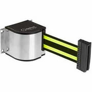 Lavi Industries 50-3015CL-18-BN Wall Mount 18 ft. Retractable Belt Barrier, Black with Yellow Stripe