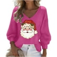 thumbnail image 2 of Craaazy Christmas Womens Shirts Christmas Printed Long Sleeve V Neck Fashion Clothing Xmas Womens Tops Gifts, 2 of 3