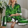 thumbnail image 4 of Goofa Palm Greenery Printed Women’s 2 Piece Pajama Set Super,Pajamas Women's Long Sleeve Sleepwear Soft Button Down Loungewear Pjs Lounge Set Nightwear-, 4 of 9