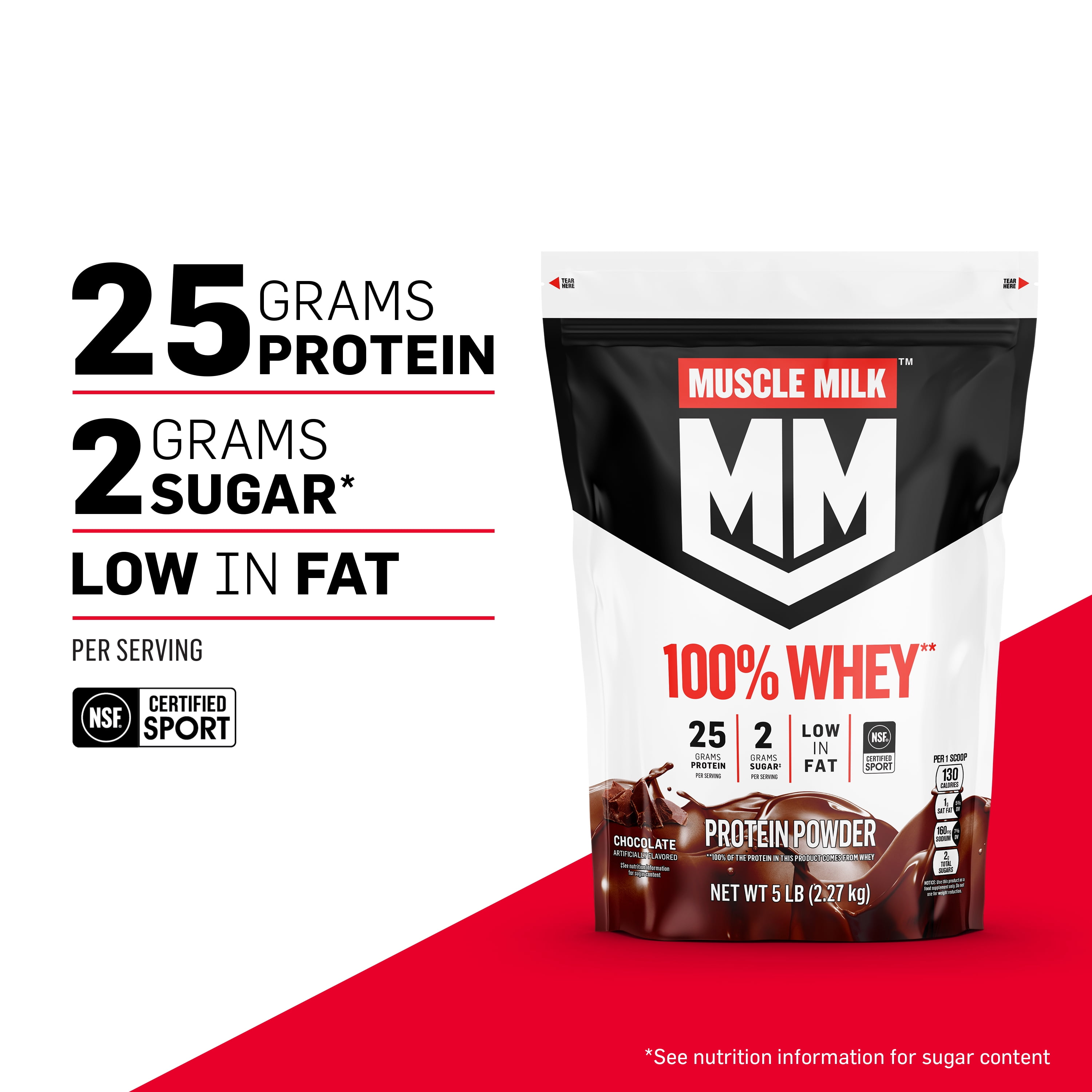 Muscle Milk 100% Whey Protein Powder, Vanilla, 5 Pound Bag