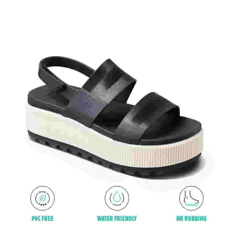 REEF◆ WATER VISTA HIGHER - BLACK VINTAGE Reef Womens Sandals, Water Vista Higher, Black Vintage, 6