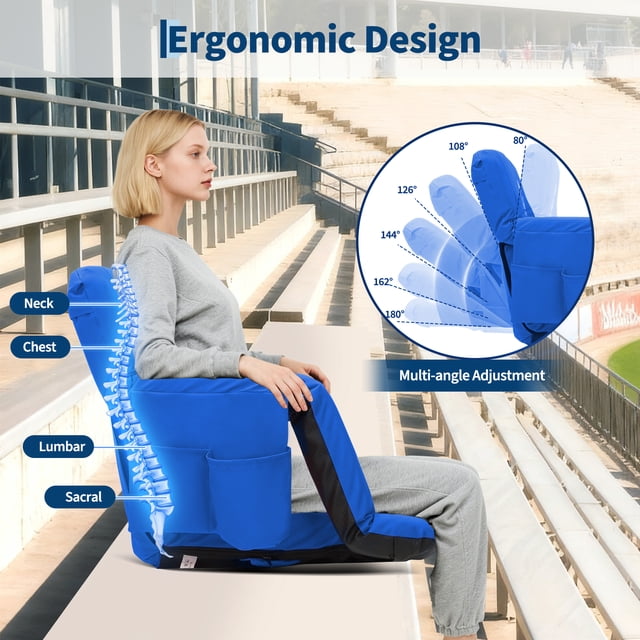 Kojooin Ensemble de 2 Chaises de Stade Portatives Inclinables, Dossier Rembourré et Accoudoirs Réglables pour Gradins