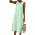 thumbnail image 2 of Sentmoon Robe pour Femmes Été à Rayures Sans Manches Col Ras du Cou Grande Taille Robe Athlétique avec Poches Coupe Régulière pour la Plage et les Vacances Vert G, 2 of 6