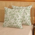 thumbnail image 3 of Sage Green Floral Pillow Covers 18x18 Set of 2 Olive Green Chinoiserie Floral Decorative Throw Pillows Vintage Rustic Toile Flower Pillowcase Outdoor Decor Linen Cushion Cover for Couch Sofa, 3 of 7
