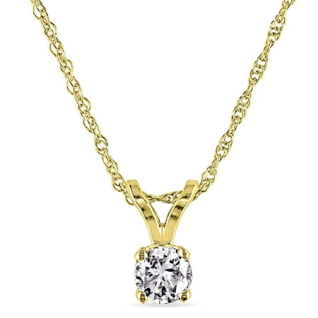 Miabella 1/6 Carat T.W. Diamond 14kt Yellow Gold Solitaire Pendant