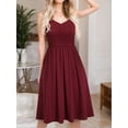 thumbnail image 6 of Weardear Women Summer Beach Dress A Line Spaghetti Strap Sleeveless Casual Sundresses with Pockets Knee Length Dress, 6 of 6