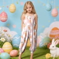 thumbnail image 2 of 1-10 Years Toddler Baby Girl Easter Outfit Rabbit Sleeveless Romper Jumpsuit Overalls Spaghetti Strap Wide Leg Summer Suspender Pants Playsuit Light Pink, 2 of 6