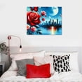 thumbnail image 5 of EastSmooth Red Rose Wall Art Paintings Flower Prints Pictures Wall Decor Blue Butterfly and Red Roses  Modern Flowers Canvas Painting Artwork for Living Room Bathroom Bedroom Home Decorations, 5 of 6