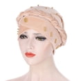 thumbnail image 2 of LiuXxxx Solid Beading Wrap Ruffle Cancer Women Baseball Cap with Elegant Hat Design Beige, 2 of 2