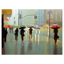 Masterpiece Art Gallery New York Reality Rainy Street By Tate Hamilton Canvas Art Print 30" x 40"