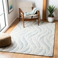 thumbnail image 2 of SAFAVIEH Micro-Loop Daffodil Leaves Area Rug, Ivory/Blue, 5' x 5' Square, 2 of 10