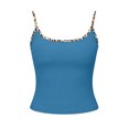 thumbnail image 4 of Camisole for Women Scoop Neck Spaghetti Strap Casual Slim Fit Leopard Print Trim Soft Stretchy Lightweight Summer Layered Look Tank Top, 4 of 6