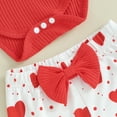 thumbnail image 6 of Bagilaanoe 3pcs Newborn Valentine's Day Outfits Baby Girl Pants Set Long Sleeve Romper Tops + Heart Print Flared Trousers + Headband 3M 6M 12M 18M Infant Casual Clothes, 6 of 8
