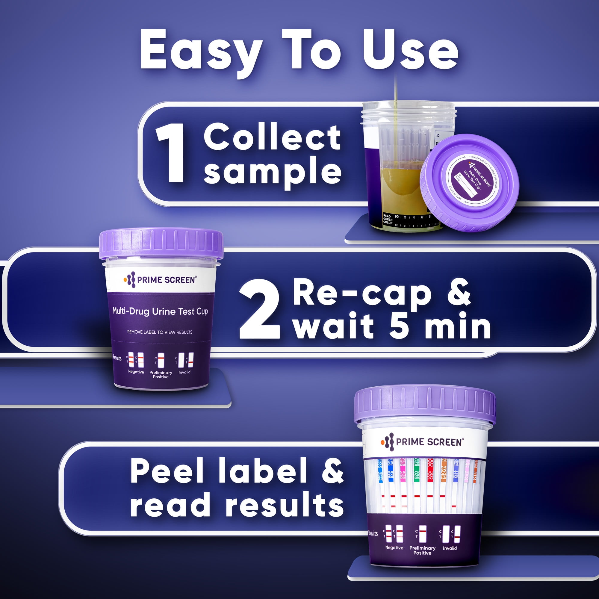 Prime Screen - 7 Panel Instant Urine Drug Testing Cup Kit [1 Pack] T-274 ,Detecting 7 drugs simultaneously: Marijuana (THC), Amphetamine (AMP), Benzodiazepines (BZO), Cocaine (COC), Methamphetamine