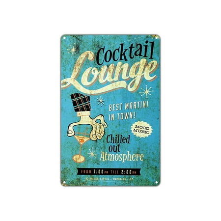 Cocktail Lounge Best Martini In Town Chilled Out Atmosphere Retro Homewares Rockabilly Vintage Retro Metal Aluminum 18