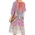 thumbnail image 2 of Sakkas Laura Women's 3/4 Sleeve Swing Floral Boho Midi Dress Cover-up Side Pockets - UM403-Multi - One Size, 2 of 5