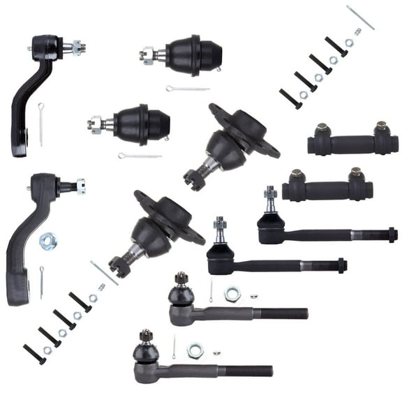 ECCPP - 12PC Upper Lower Ball Joint Tie Rod End Adjusting Sleeve Idler Pitman Arm - Compatible with 1995-1999 for Chevy K2500 Suburban 1995-1996 for Chevy Tahoe Suspension Kit