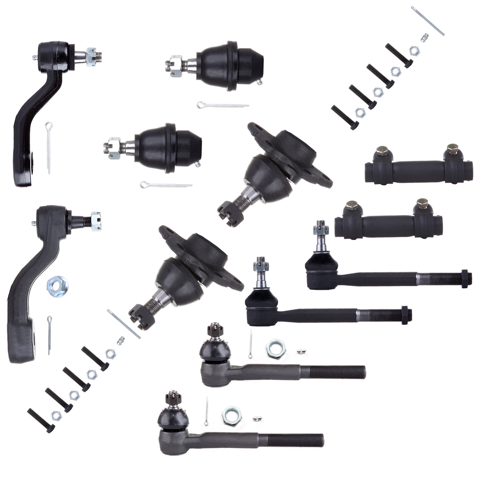 ECCPP - 12PC Upper Lower Ball Joint Tie Rod End Adjusting Sleeve Idler Pitman Arm - Compatible with 1995-1999 for Chevy K2500 Suburban 1995-1996 for Chevy Tahoe Suspension Kit