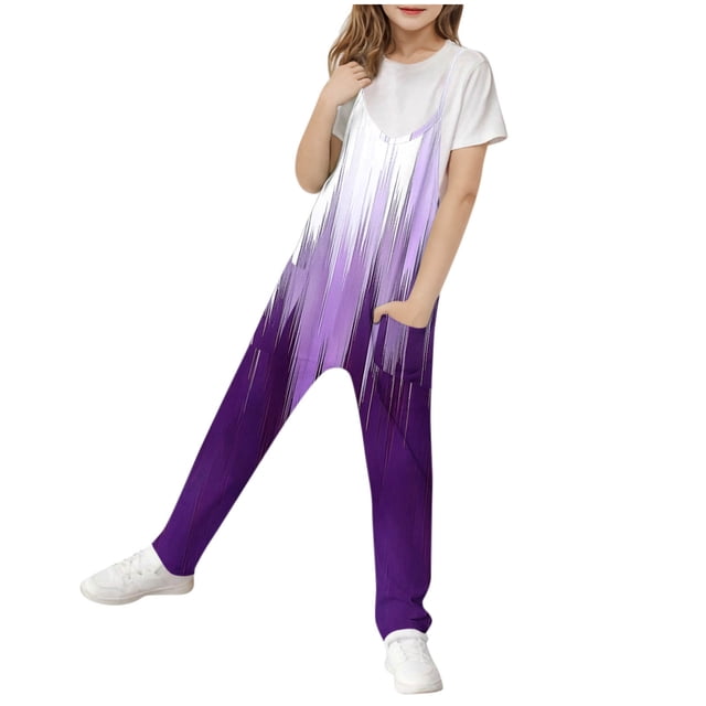 Odeerbi 5-14 Años de Chicas Jumpsuit de Verano Camisole Romper Primavera Casual Transpirable Montón Cómodo Correos Babero Pantalones de Juego