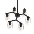 thumbnail image 6 of YANSUN 27 in 6-Light Matte Black Modern Chandeliers, Hanging Lighting Fixture with Clear Glass Shade for Kitchen Island living Room, E26 Bulb Base, 6 of 8