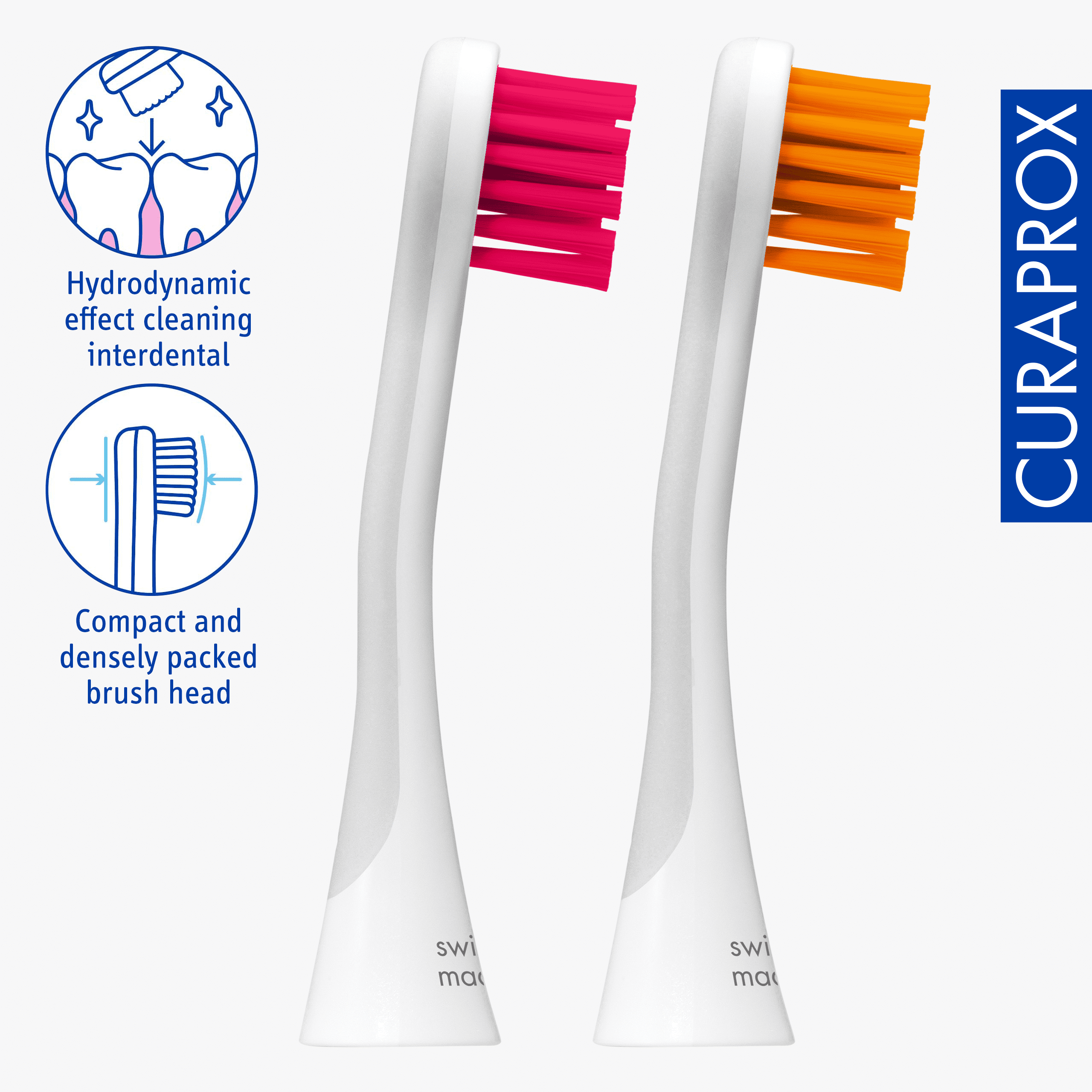 Curaprox Hydrosonic Brush Head Sensitive magenta/orange, 2 pcs
