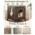 thumbnail image 4 of Cat Litter Box Enclosure Hidden Litter Box Furniture with Metal Heightened Feet, Rattan Handwoven Cat House with Litter Mat, Hidden Litter Box Furniture for Bedroom Living Room Natural, 4 of 16