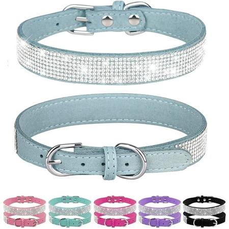 2Pcs Bling Cat Collar  Rhinestone Dog Collars Girl Diamond Puppy Collar Female Sparkly Sparkle Jewelry Cute Adjustable for XXS XS Small Medium Boy Pet Cat Princess