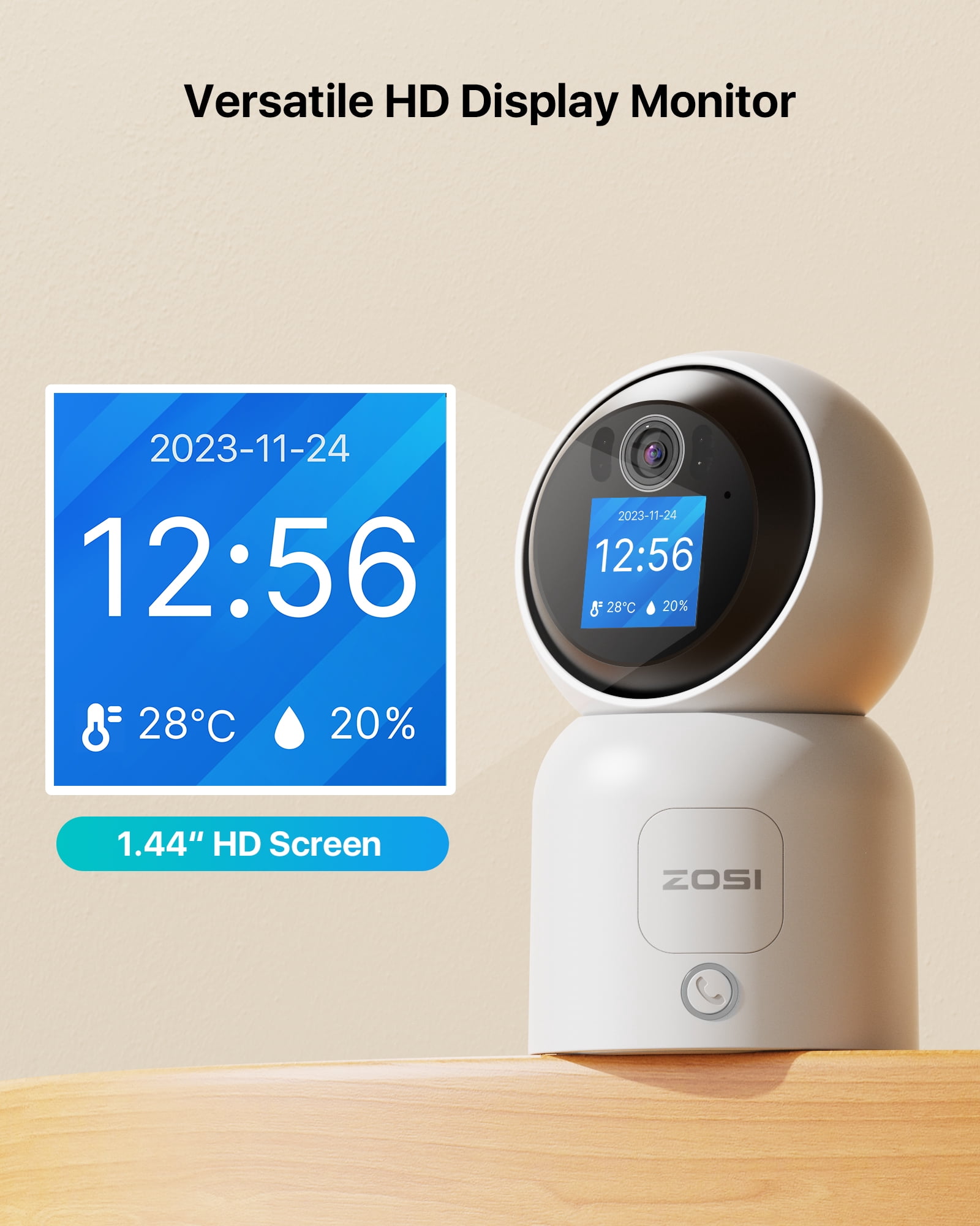 WiFi Baby Monitor, ZOSI C519M 4MP Smart Wifi Security Camera with 2 Way Audio, Instant Call; 4Pcs Cam; Gesture Detection; Person Detection