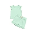 thumbnail image 5 of Chbgutlmr Baby Girls Clothes Ruffle Sleeve Crewneck Tops and Comfy Shorts Summer 2 Piece Outfits Trendy, 5 of 7