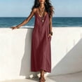thumbnail image 4 of zbxnLI Women's Maxi Dress Spaghetti Strap Casual Loose Long Dresses with Pockets Summer Beach Vacation Sundress, 4 of 7