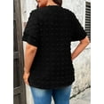 thumbnail image 5 of LANREMON Plus Size Tops Summer Swiss Dot Tops for Women Black Crew Neck Double Layered Sleeves Loose Fit Flowy Blouses 3XL, 5 of 6