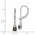 thumbnail image 2 of White Sterling Silver Earring Drop & Dangle Women'S Smoky Quartz Cushion Diamond Round 26 mm 5, 2 of 2