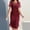 *Wine, variant on ClodeEU Women's Round Neck Sheer Short Sleeve Fit Midi Dress with Ruffled Hem Dark Blue,Womens Plus L