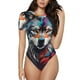 thumbnail image 1 of Balery Tie-Dye Wolf Head Body de cuello redondo de manga corta para mujer Tops de manga corta Tops básicos-X-Large, 1 of 7