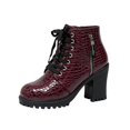 thumbnail image 3 of EKVAHL Women's Chunky Lace Up Booties Platform High Heel Ankle Boots with Side Zipper Round Toe Fashion Autumn Winter Shoes, 3 of 5