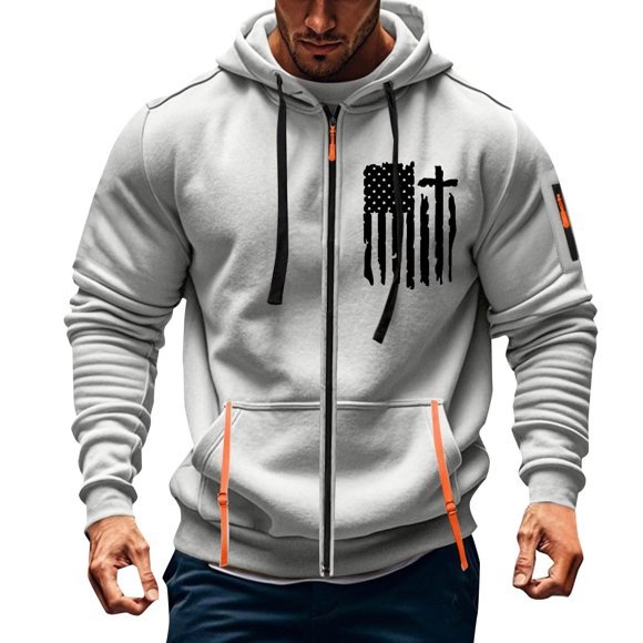 LUOGENLI Men Hoodies Blanket Men's Casual Hoodie Loose Fit Pullover Sweatshirt with Print Design for Autumn Winter Daily Wear Comfortable Hoodies for Men Pullover 4Xl Light Gray Size XL