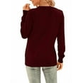 thumbnail image 3 of Aiyino Women's Long Sleeve Knit Cardigan Sweater Basic V Neck Button Down Knitwear Winter Tops,Wine Red 2XL, 3 of 5