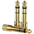 thumbnail image 1 of Convertidor de adaptador de auriculares estéreo hembra de 6,5mm a 1/8 macho a 3,5mm, utilizado para interfaz de audio, mezclador, guitarra, piano eléctrico, chapado en oro, 3 Piec Afortunado Sencillez, 1 of 5